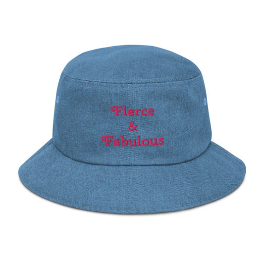 "Fierce & Fabulous" - Denim Bucket Hat