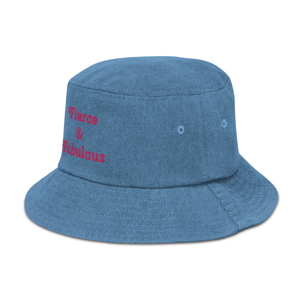 "Fierce & Fabulous" - Denim Bucket Hat