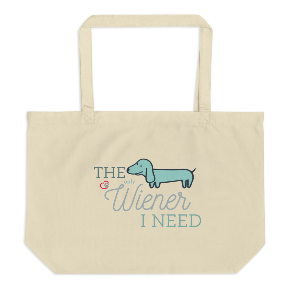 Wiener Love Large Organic Premium Canvas Tote Bags