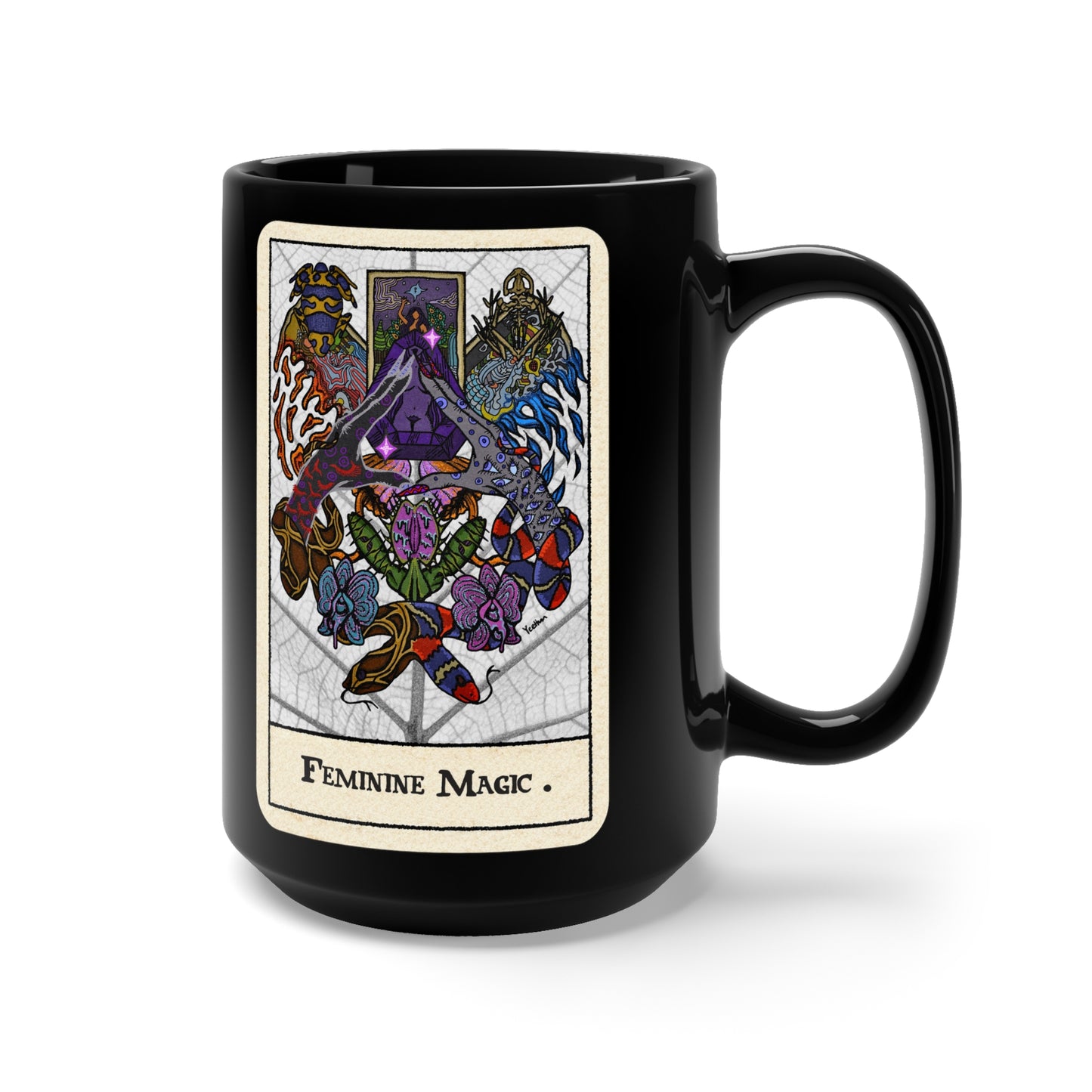 Feminine Magic Black Ceramic Mug 15oz