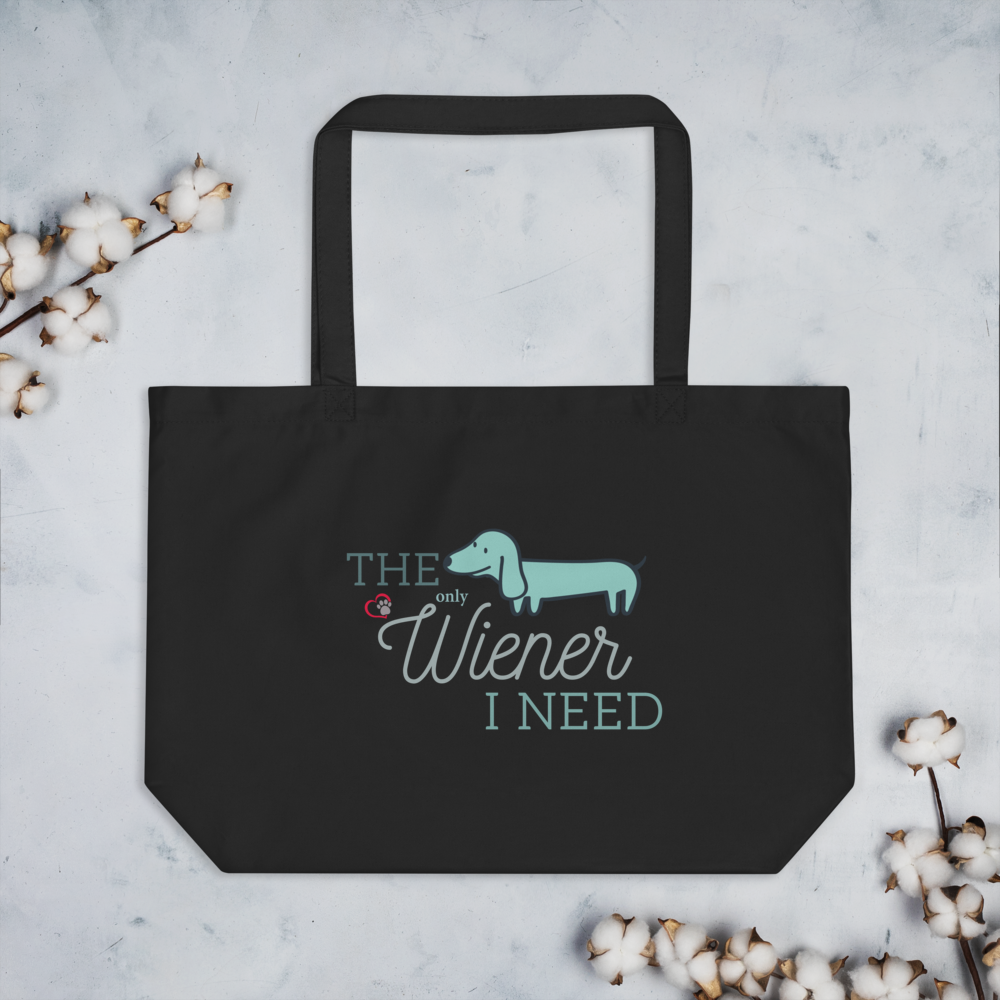 Wiener Love Large Organic Premium Canvas Tote Bags