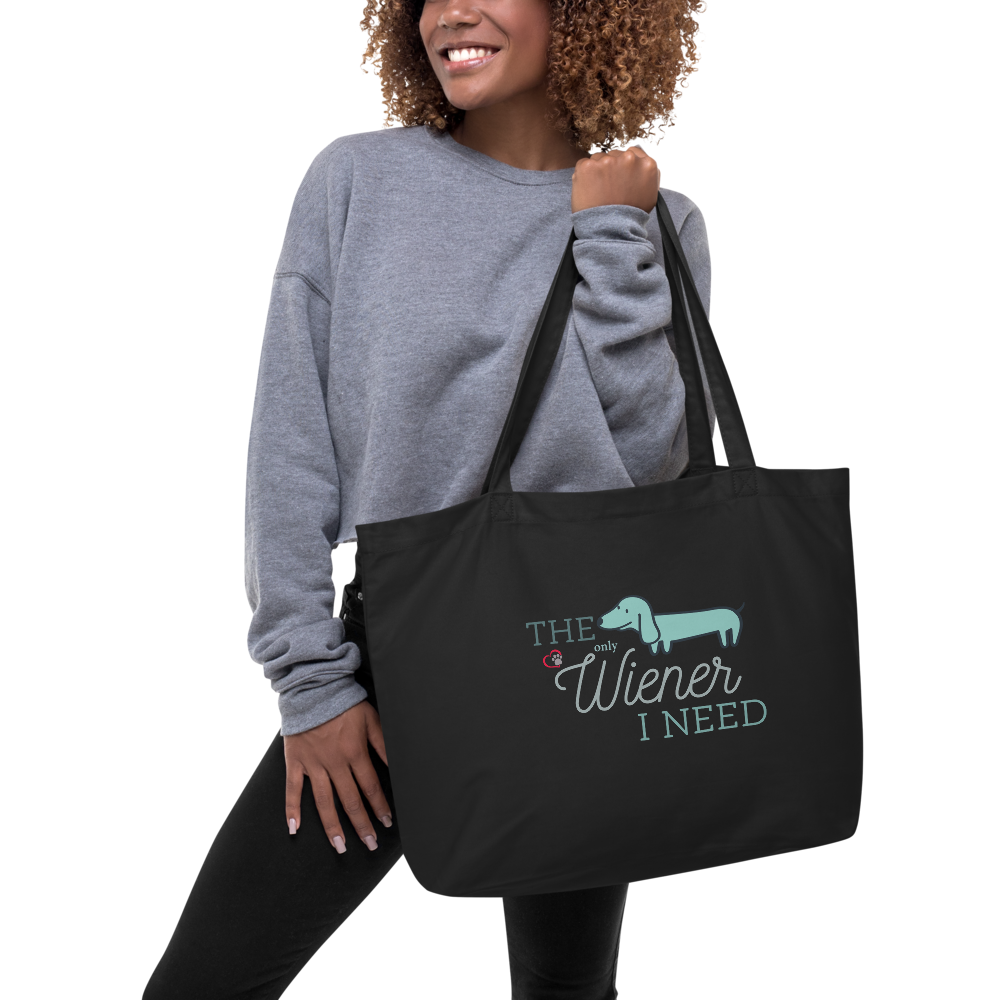 Wiener Love Large Organic Premium Canvas Tote Bags