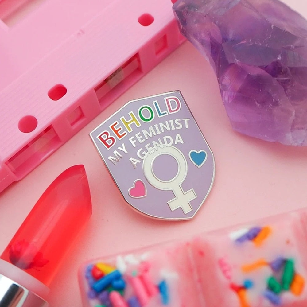 "Behold My Feminist Agenda" Enamel Lapel Pin